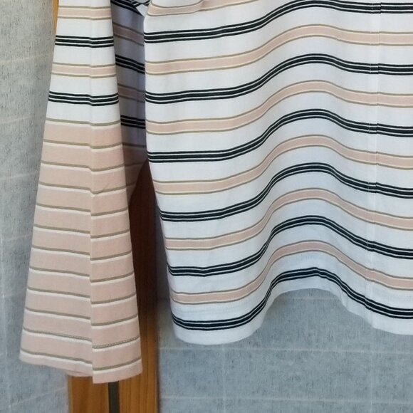 Madewell Easy Crewneck Long-Sleeve Tee Shirt in Pale Blush Striped Size XS - Picture 7 of 8